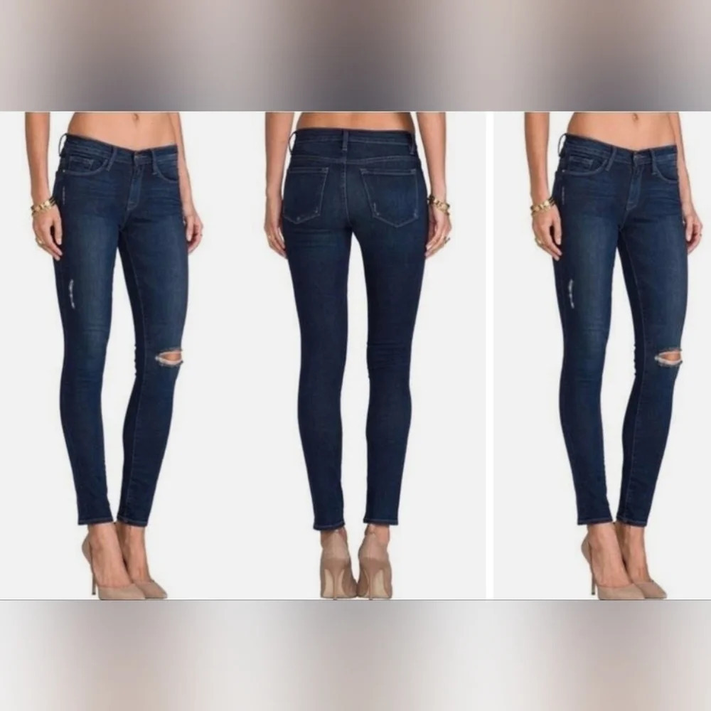 FRAME DENIM Le skinny de Jeanne in Feliz Dark wash size 28 distressed casual